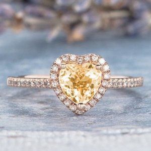 "Sweet Heart Champagne Gemstone Beautiful Rose Gold Ring for Women, VIP057